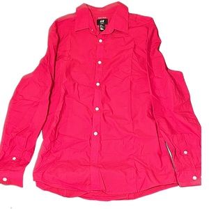 H&M Men’s Red Long Sleeve Button Down - Medium